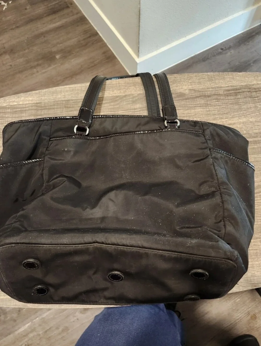 Brighton Stevie Everywhere Tote Black Nylon Patent Leather Laptop Travel Bag EUC